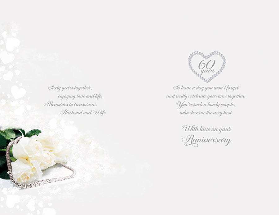 60th Wedding Anniversary Card - Diamonds And Roses Traditional Values
