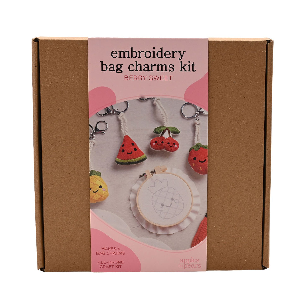 Apples To Pears Embroidery Set - Fruity Bag Charms/Keyrings