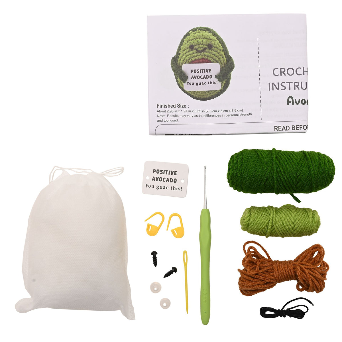 Apples To Pears Positivity Crochet Set - Avocado