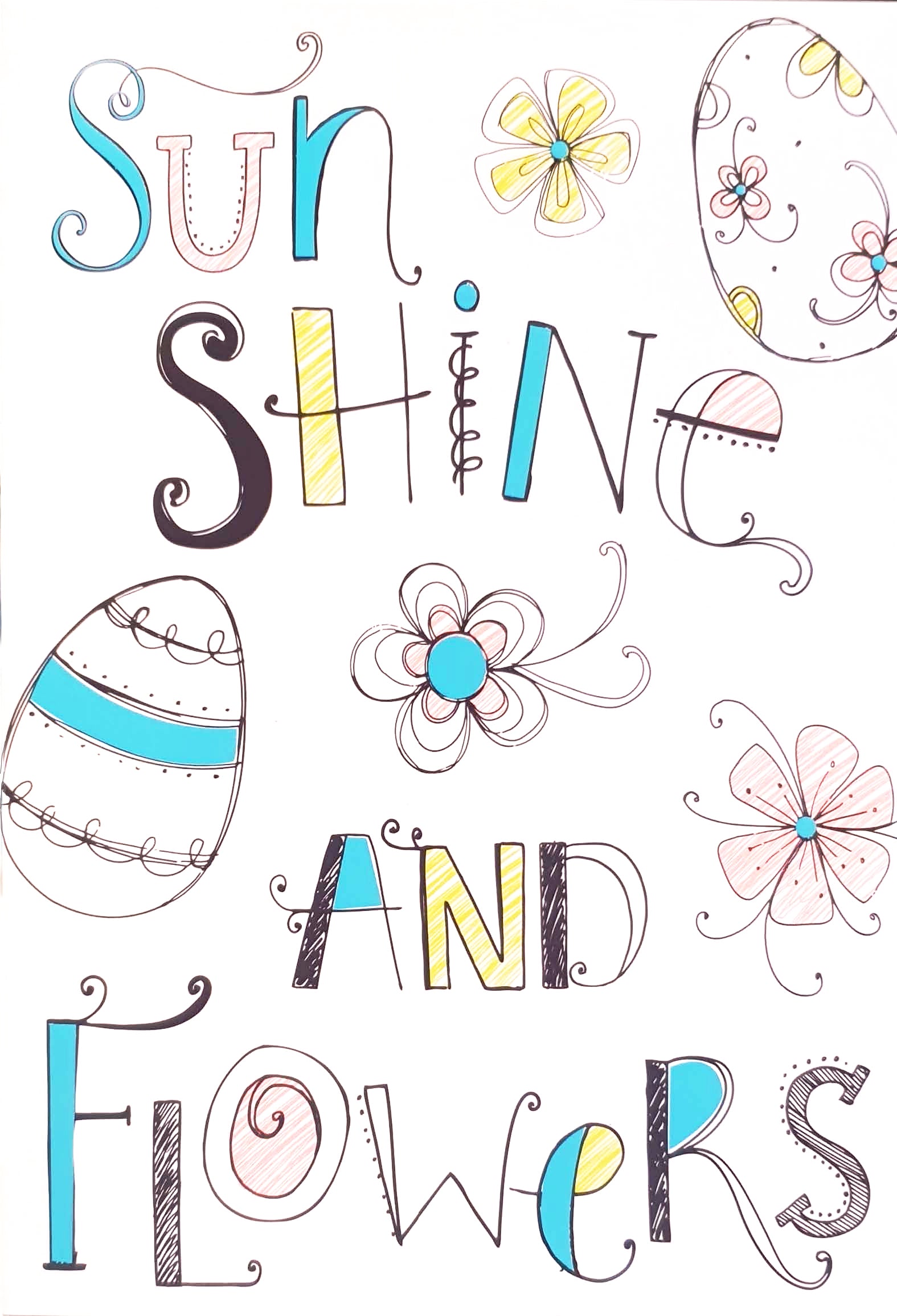 Sun Shine and Flowers Easter Card