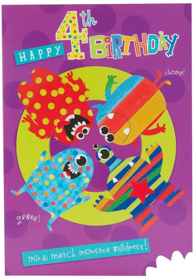 General 4th Birthday Card - Monster Madness