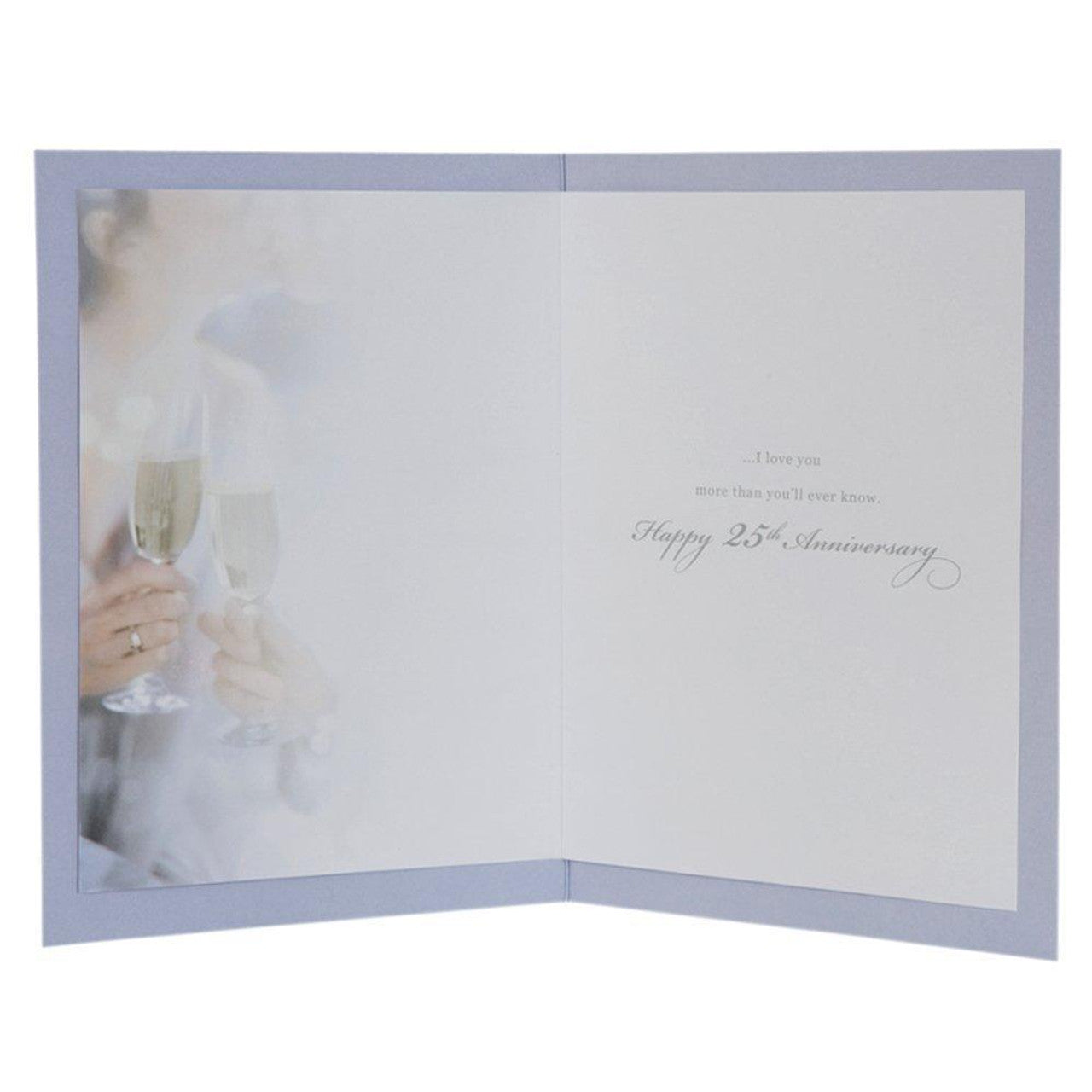 Wife 25th Wedding Anniversary Card -  Champagne And Silver Hearts