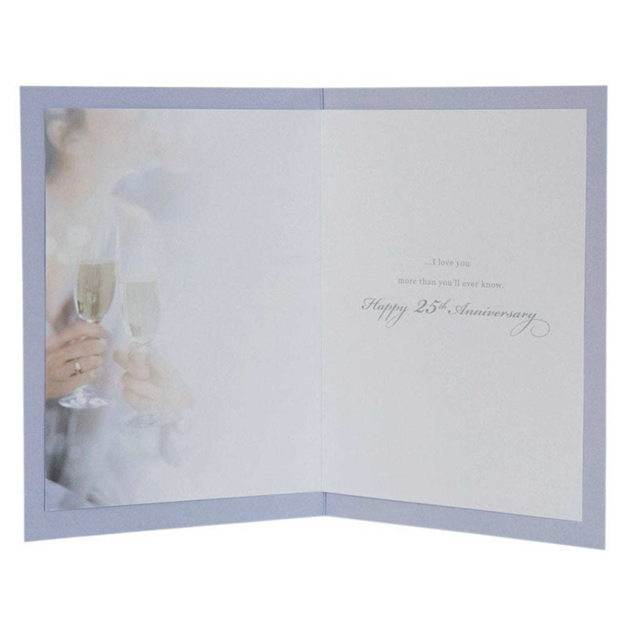 Wife 25th Wedding Anniversary Card - Champagne And Silver Hearts
