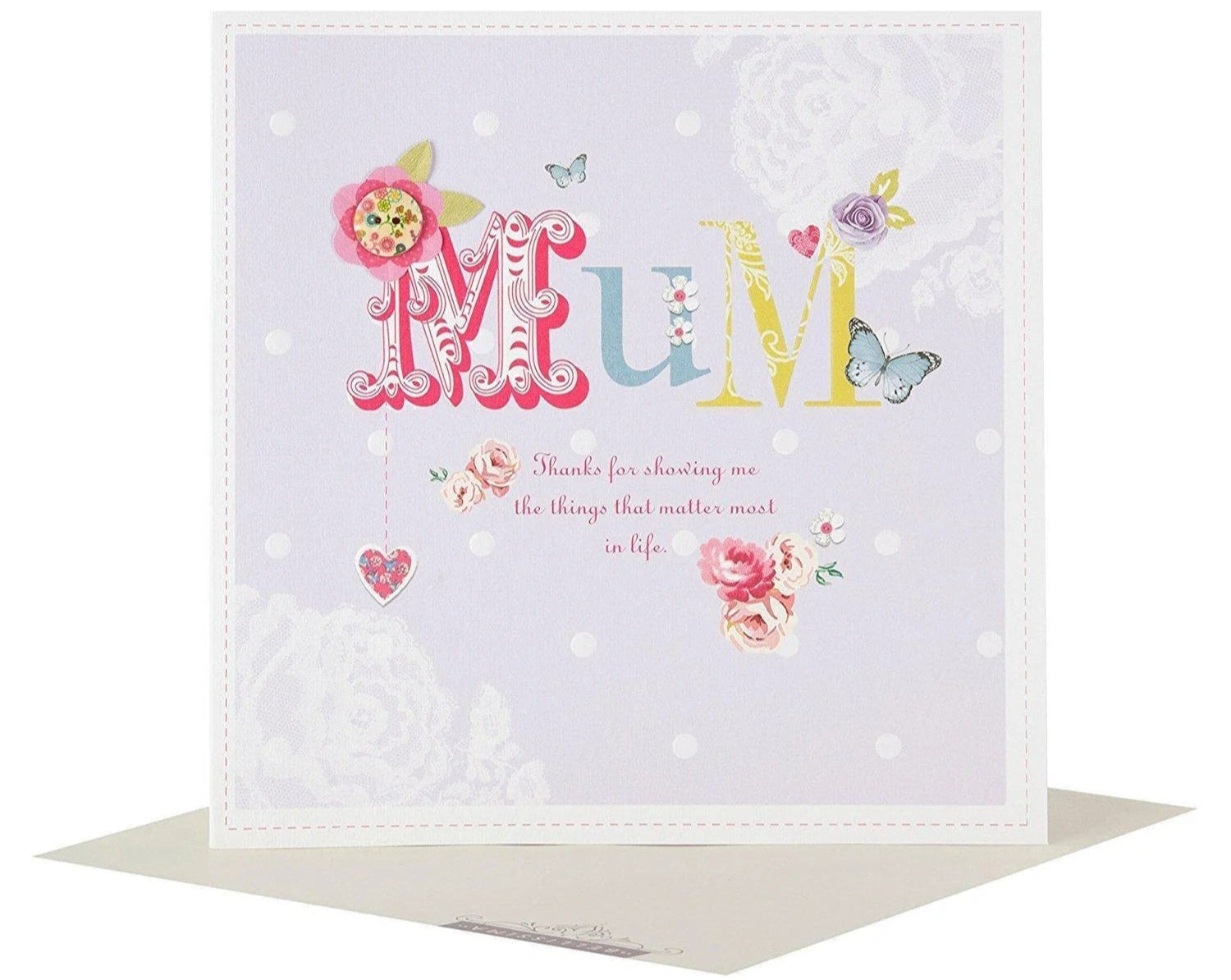 Hallmark Mother's Day Card 'Mum Contemporary Button' Large Square