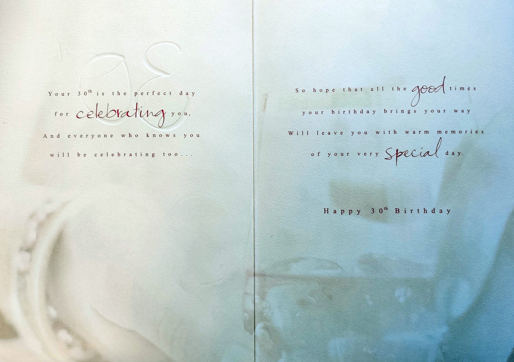 30th Birthday Card - with Iced Drink