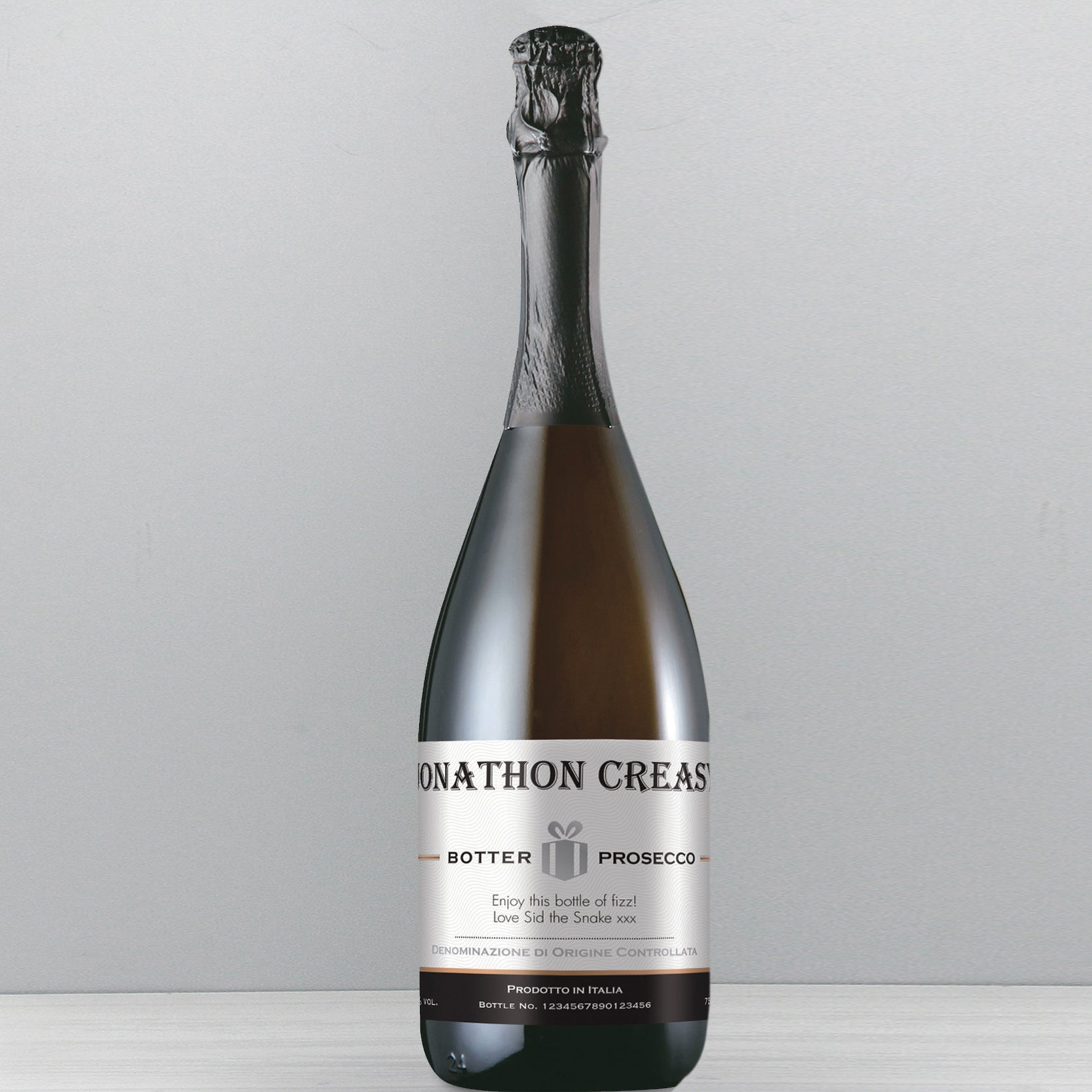 Personalised Contemporary Silver Label Prosecco