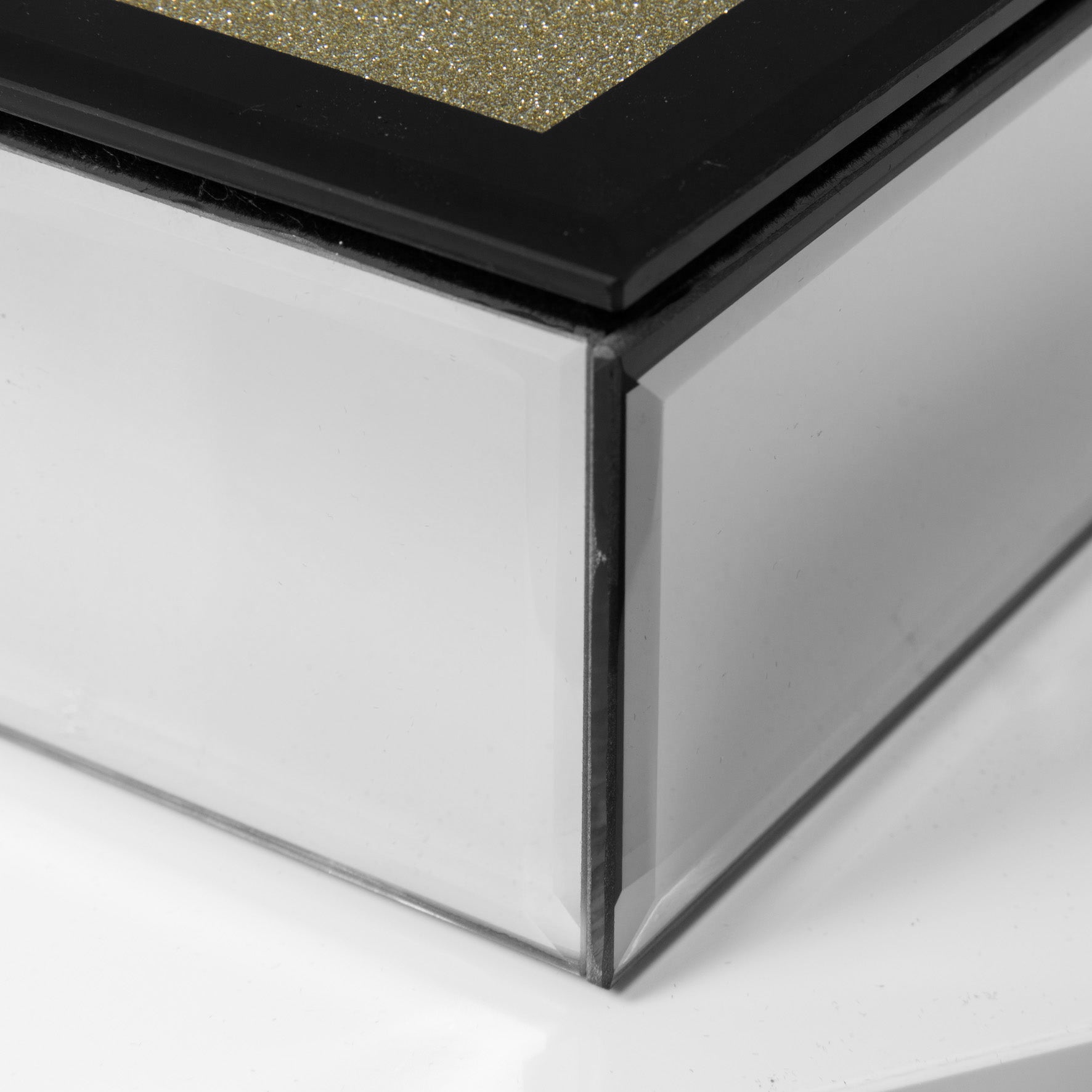 80th Birthday Trinket Box - Gold Glitter - 4" x 4" Photo Aperture