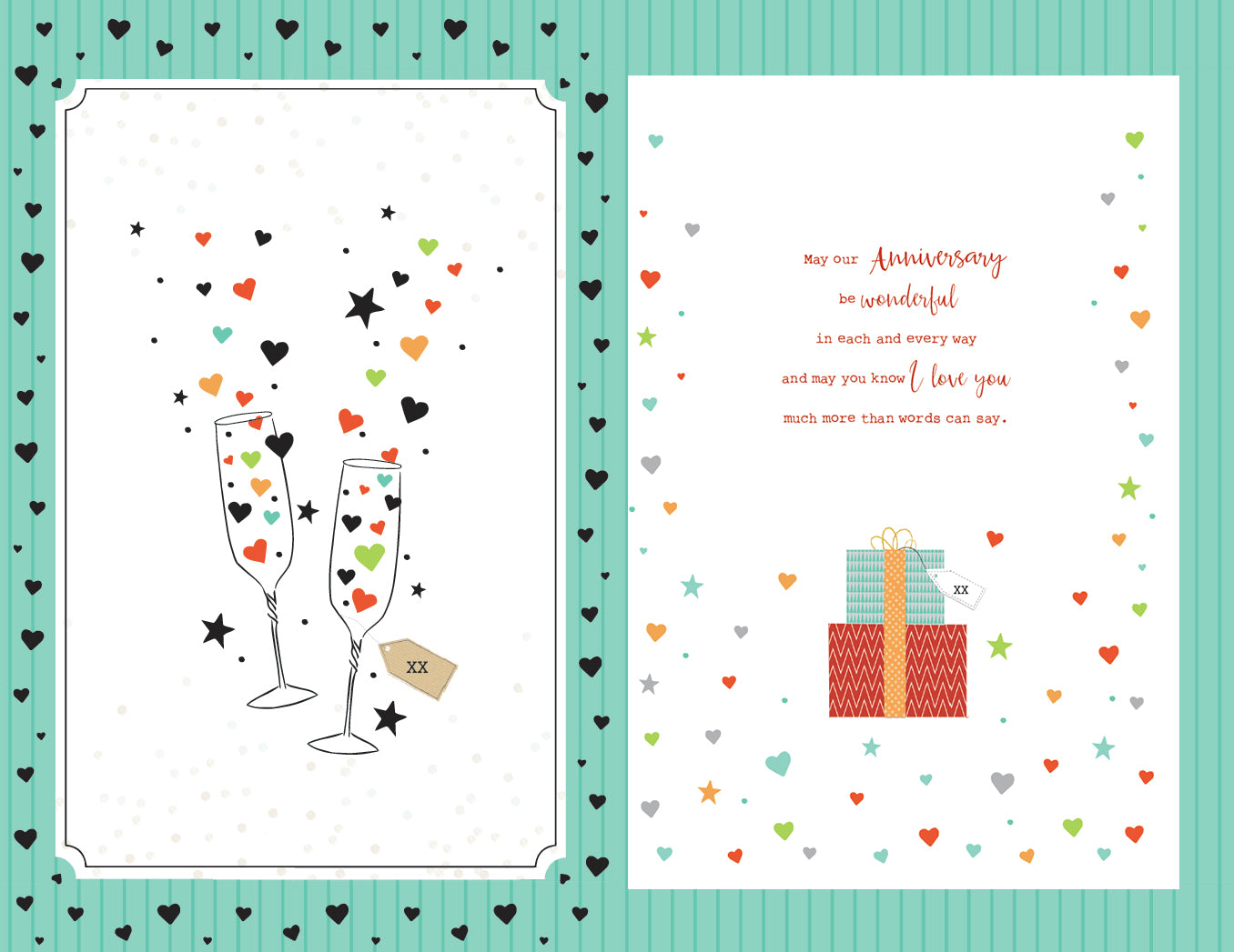 Large Husband Anniversary Card - Entwined Embellished Hearts