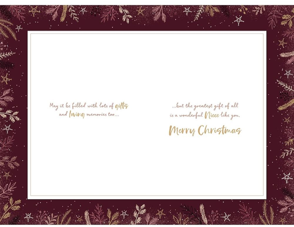 Niece Christmas Card - Hanging Paper Angel Baubles