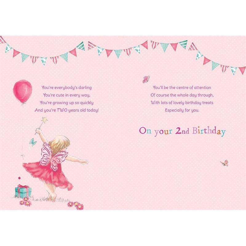 Great-Granddaughter 2nd Birthday Card - A Pink Fairy