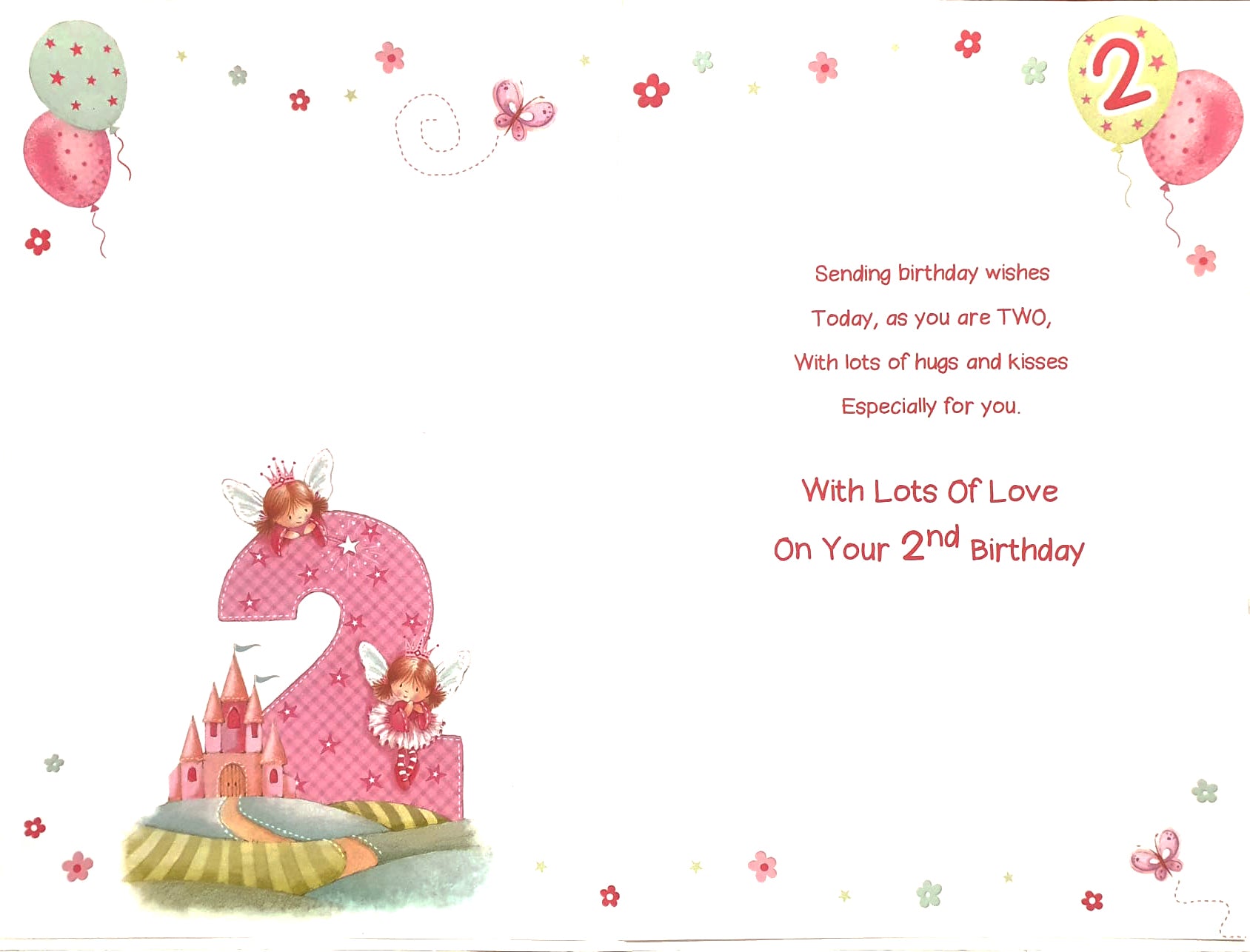 Niece 2nd Birthday Card - Playful Fairies