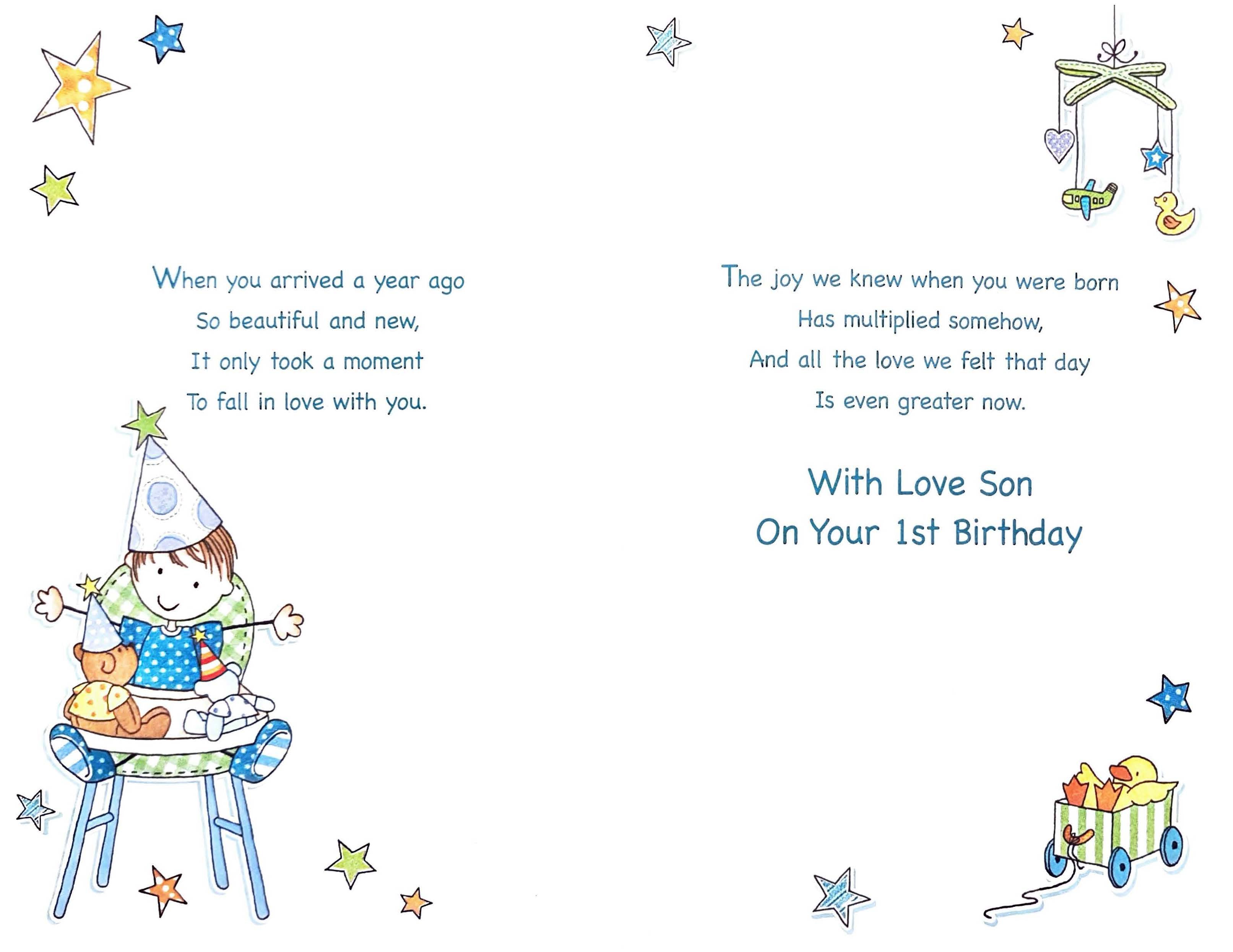 Son 1st Birthday Card - Birthday Boy And Friends