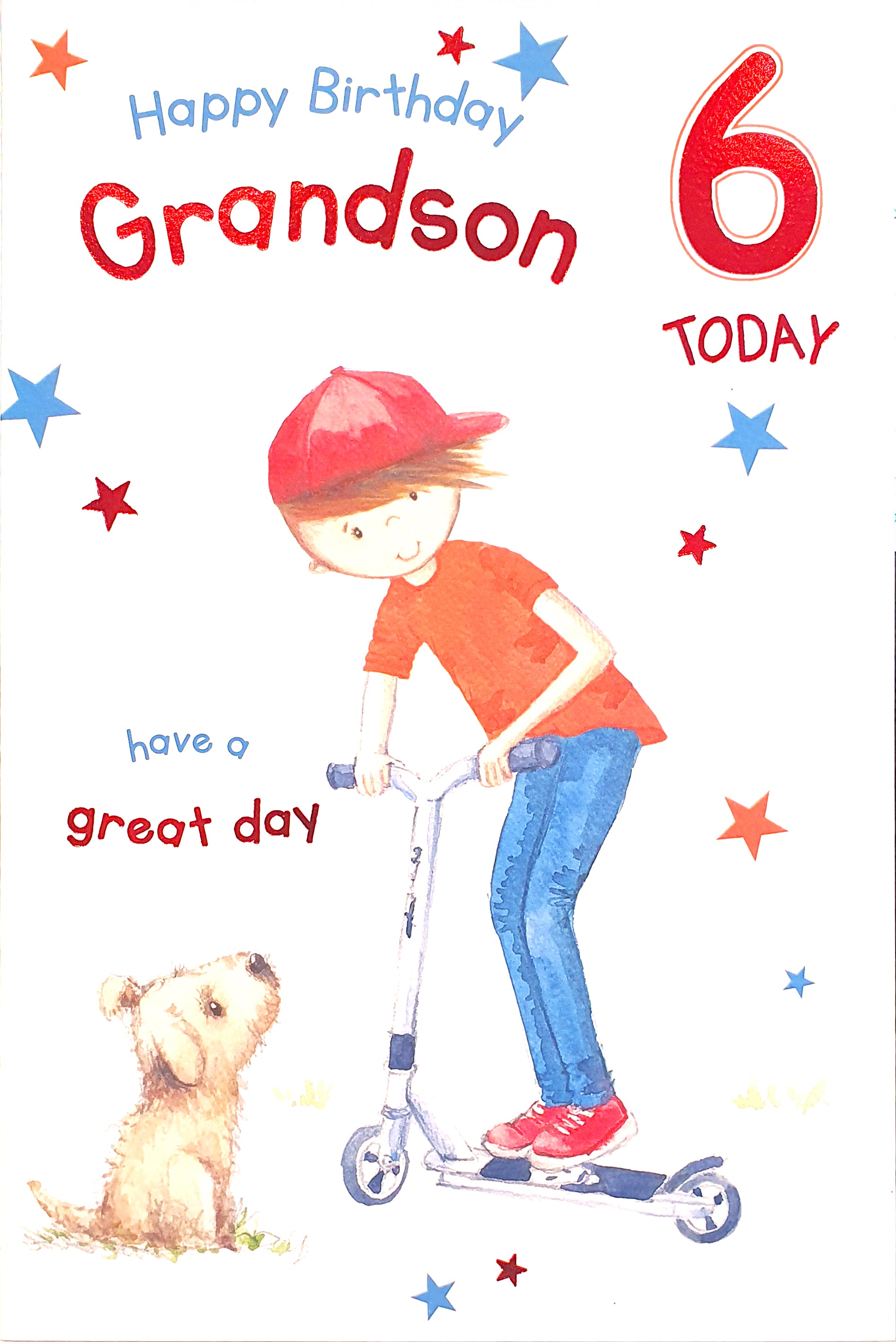 Grandson 6th Birthday Card - Time To Scooter