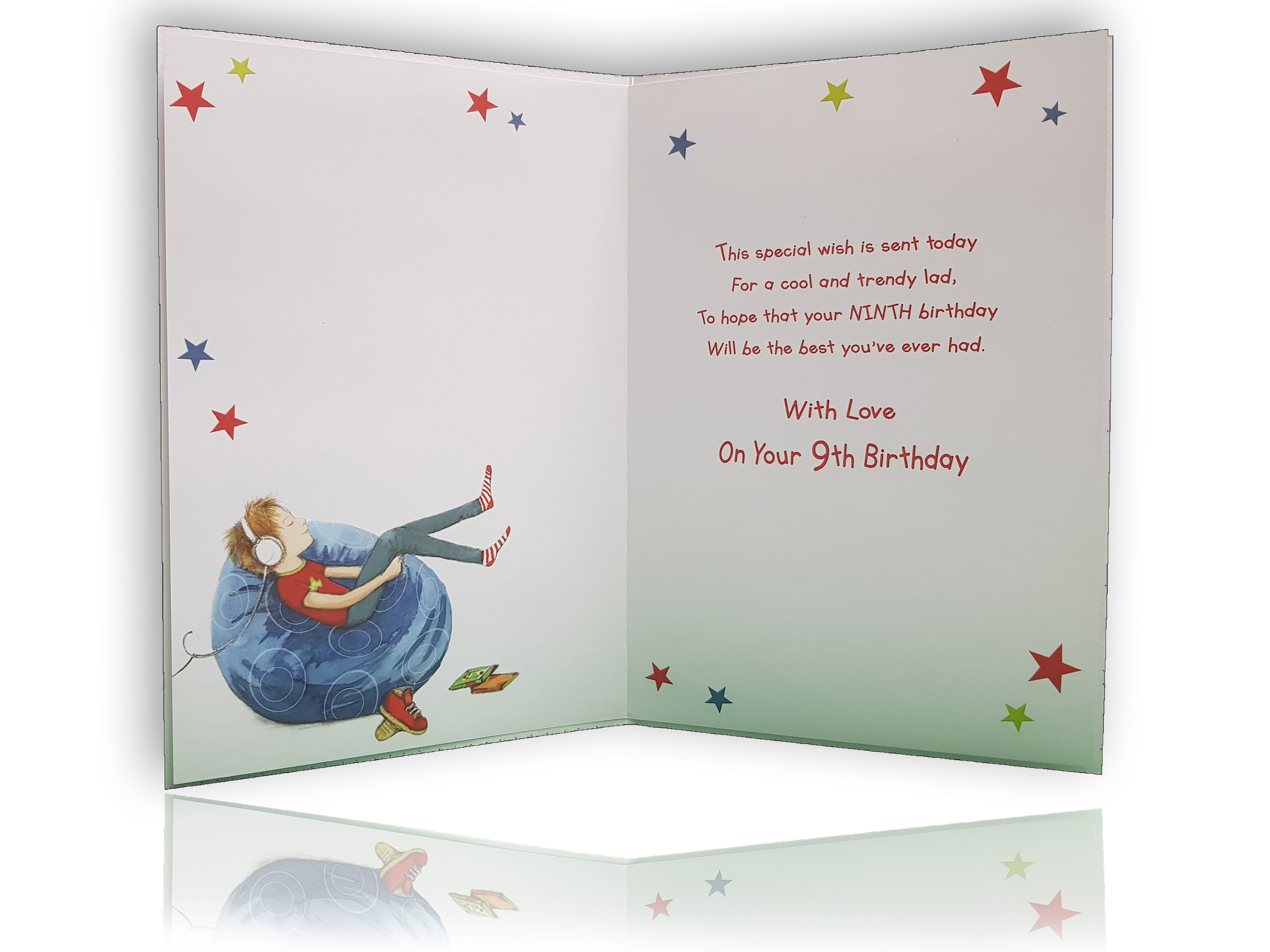 Grandson 9th Birthday Card - Relaxing to Music