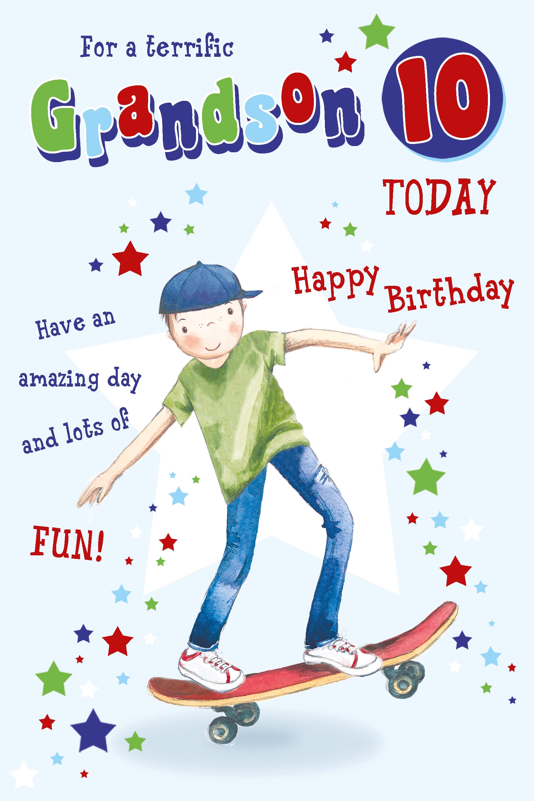 For a Terrific Grandson 10th Birthday Card