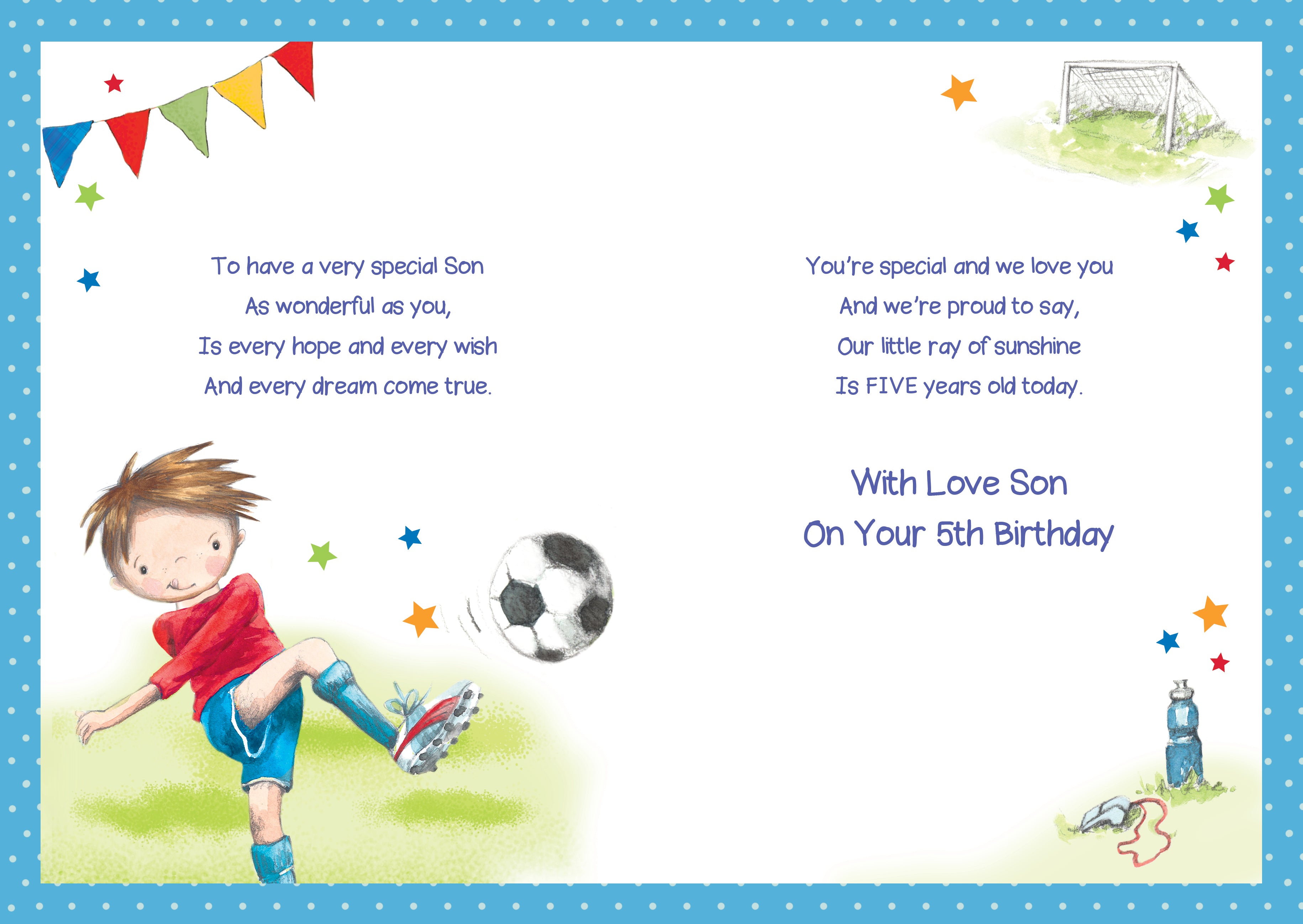 Son 5th Birthday Card - The Kick