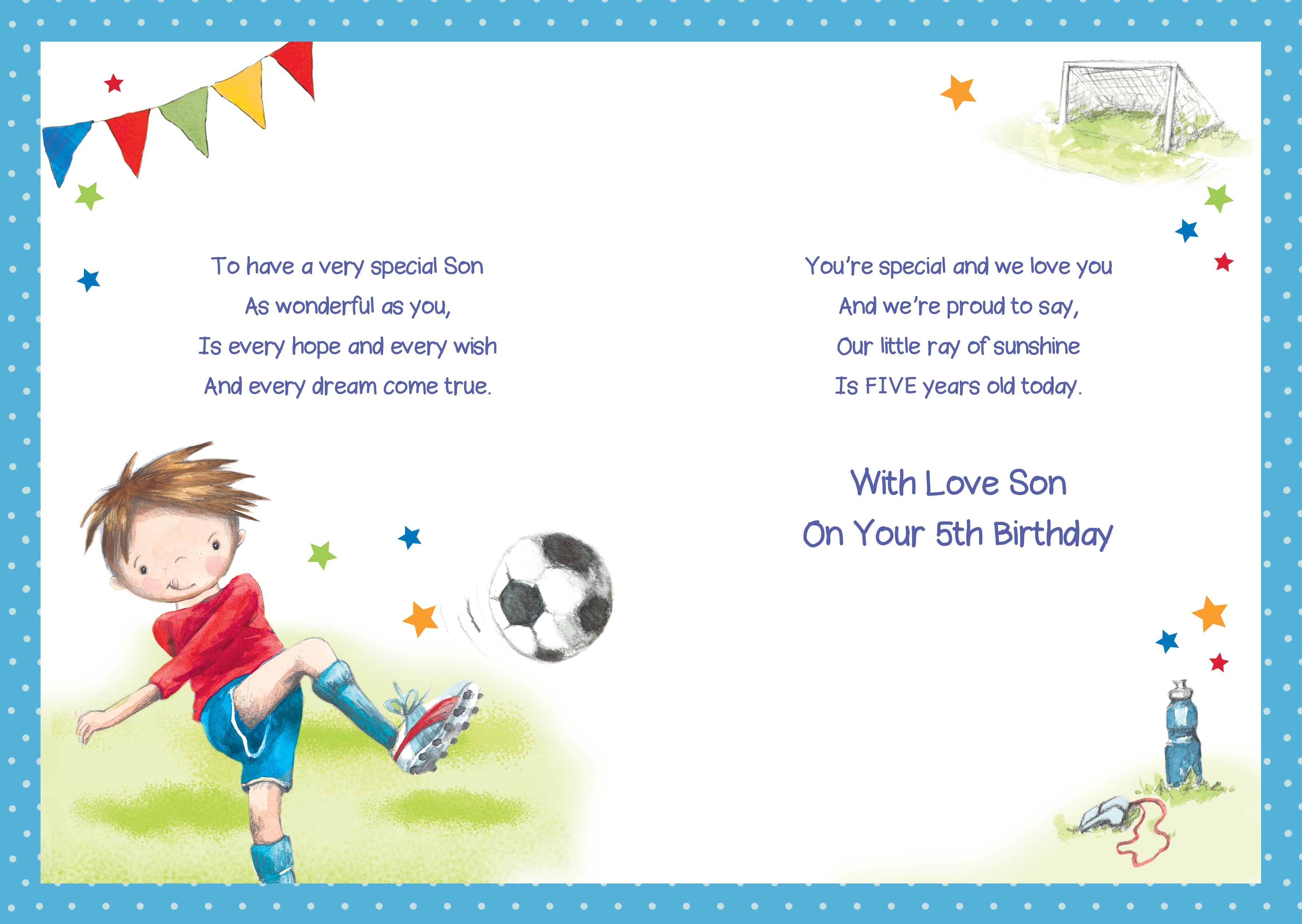 Son 5th Birthday Card - The Kick