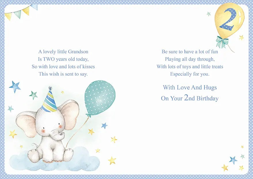 Grandson 2nd Birthday Card - Happy Times