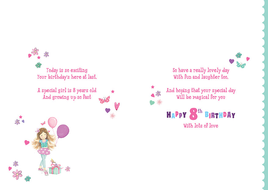 Granddaughter 8th Birthday Card - Birthday Girl