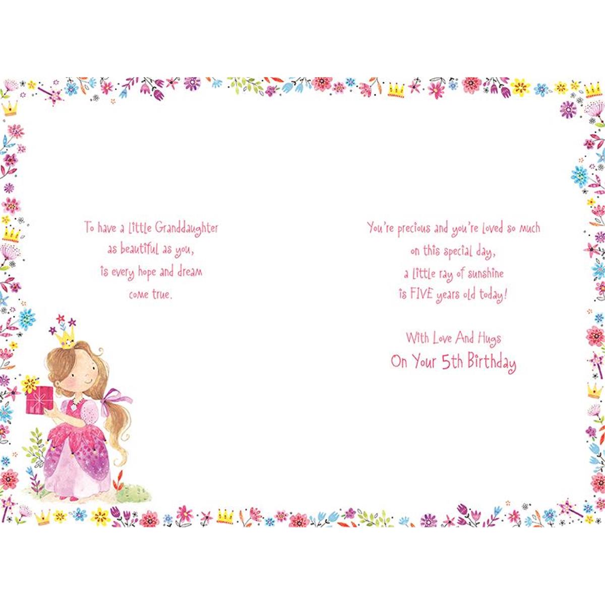 For A Special Granddaughter 5th On Your Birthday Card