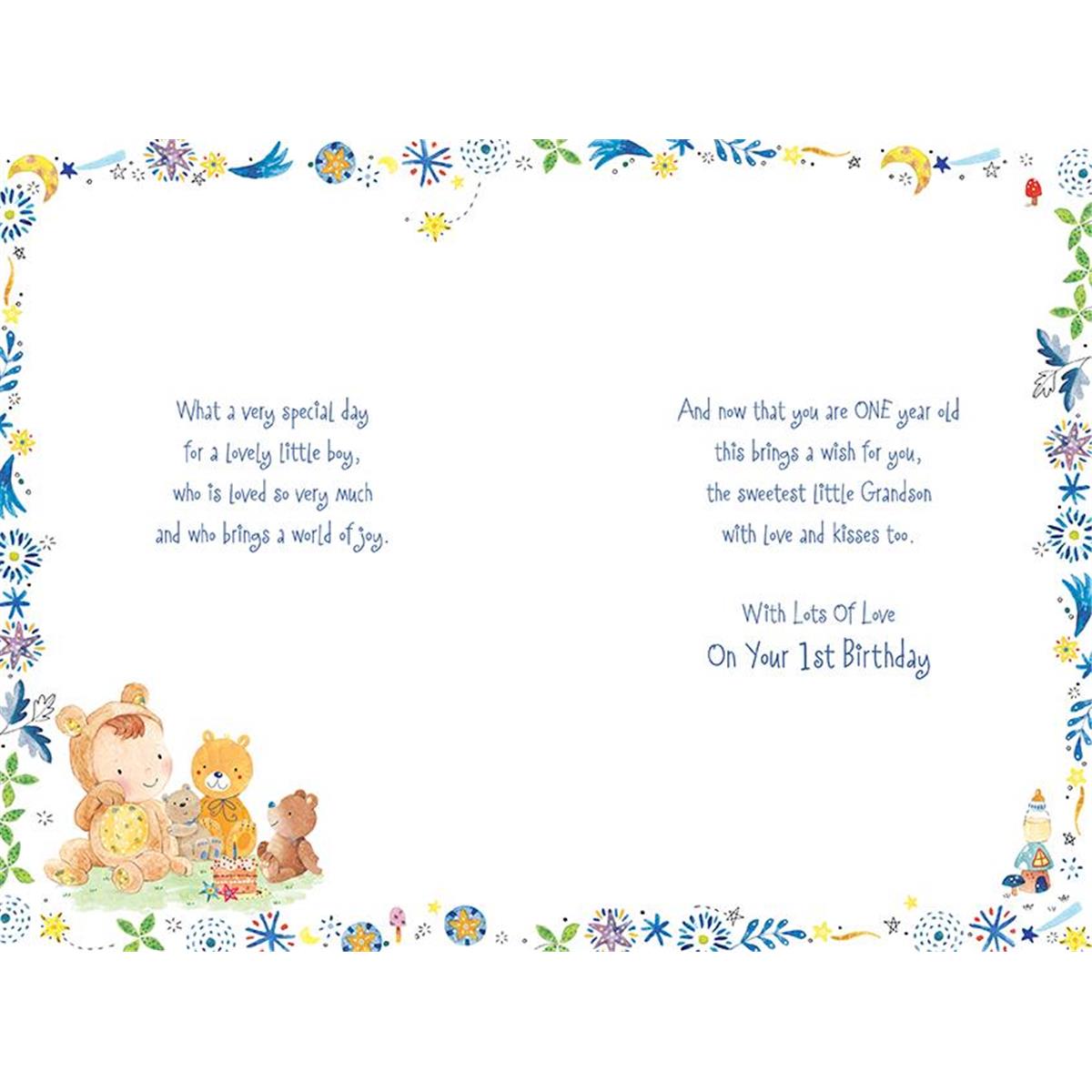For A Special Grandson On Your 1st Birthday Card