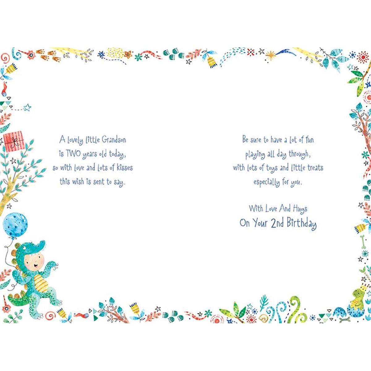 For A Special Grandson On Your 2nd Birthday Card