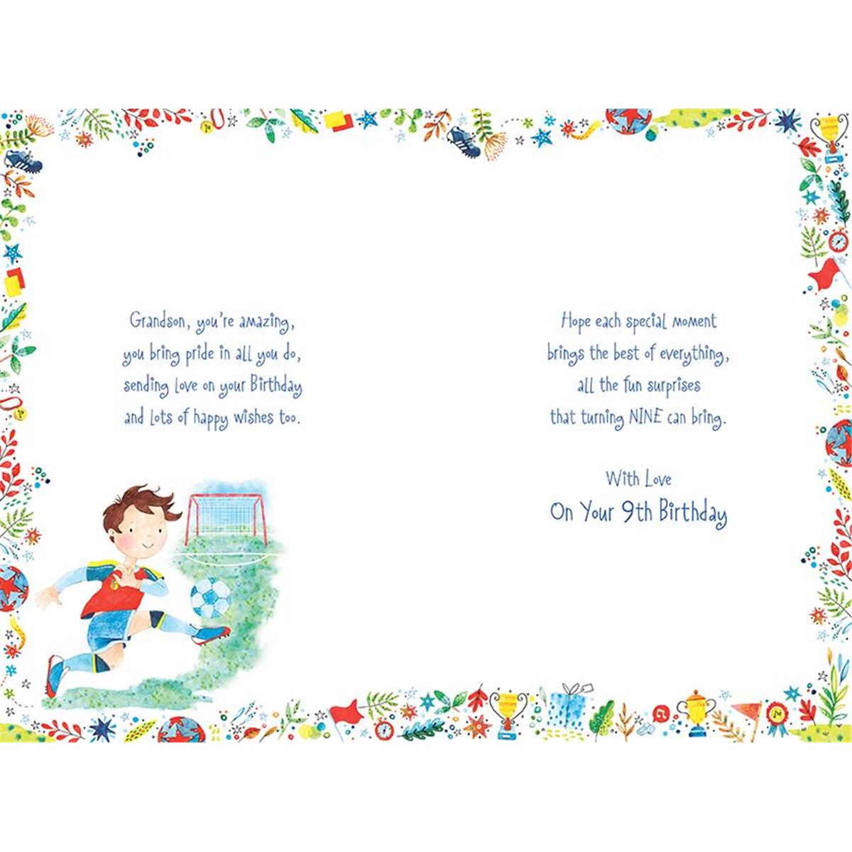 For A Special Grandson On Your 9th Birthday Card