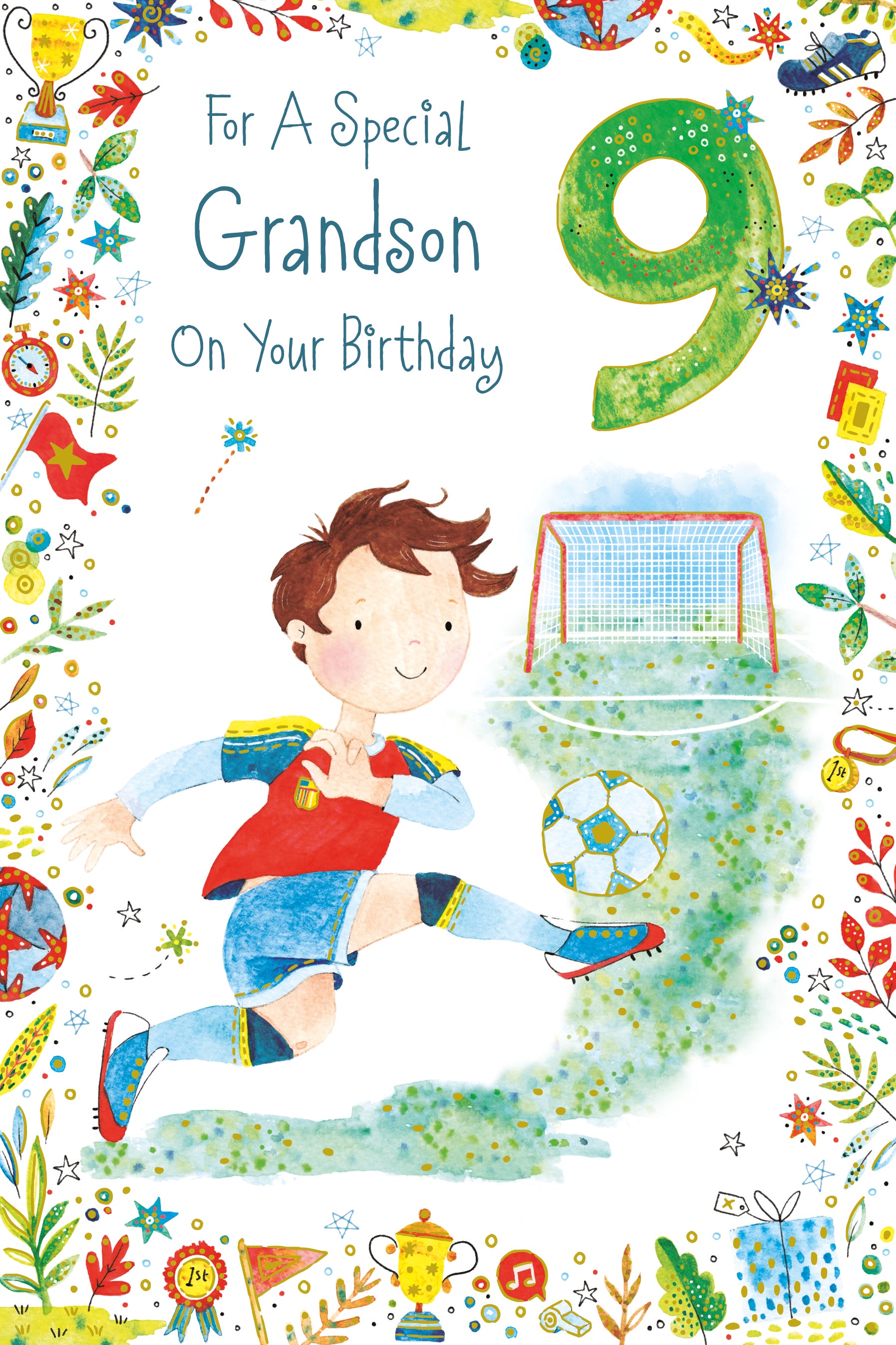 For A Special Grandson On Your 9th Birthday Card