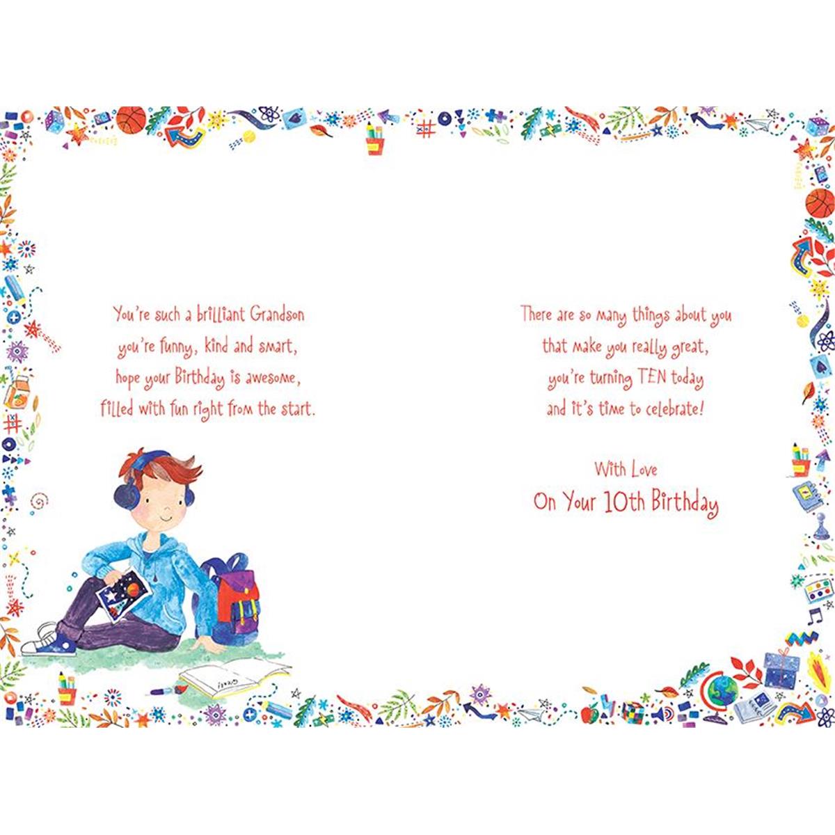 For A Special Grandson On Your 10th Birthday Card