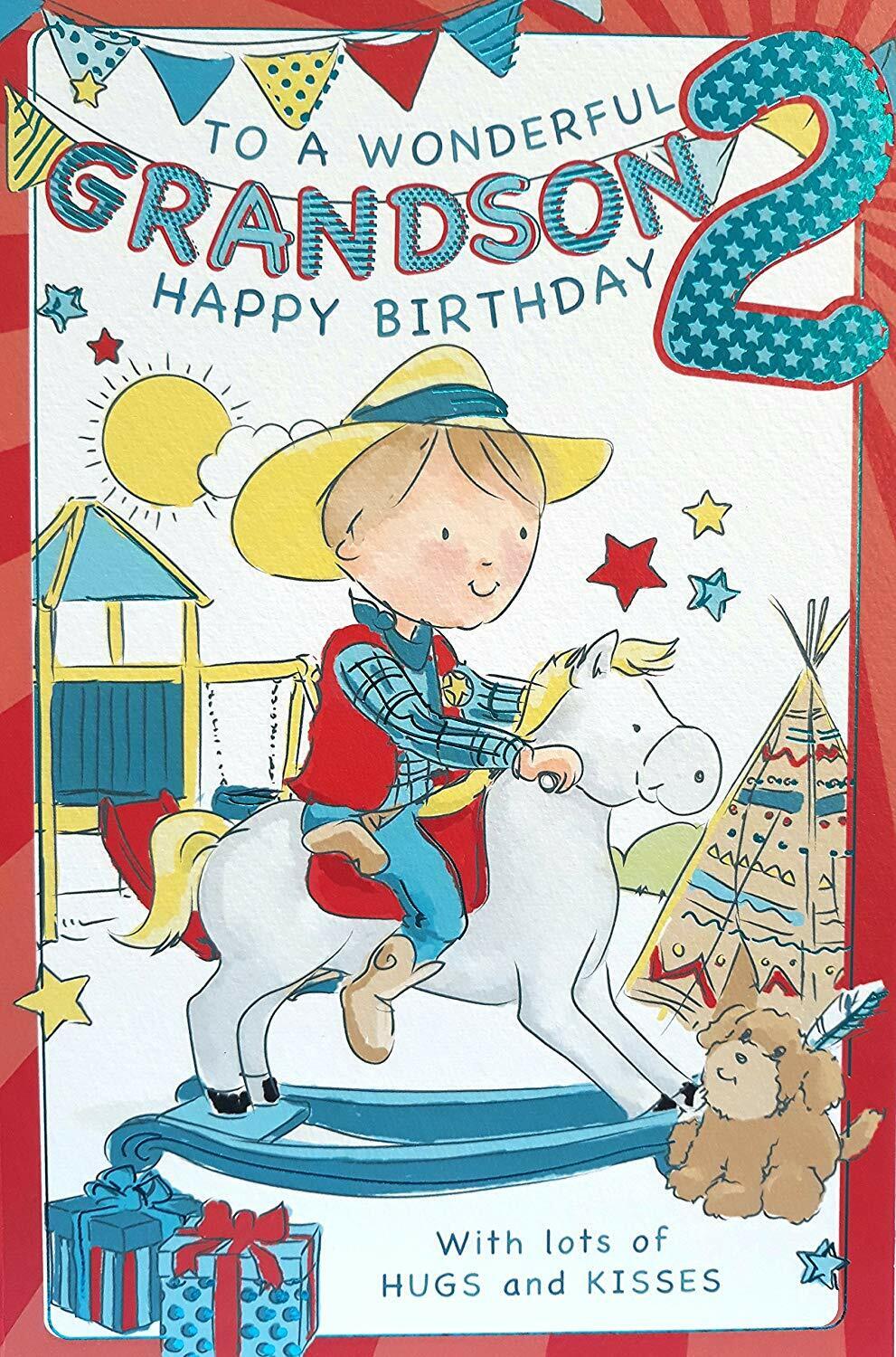 Grandson 2nd Birthday Card - Large Quality Card Colour Me In Activity Lovely