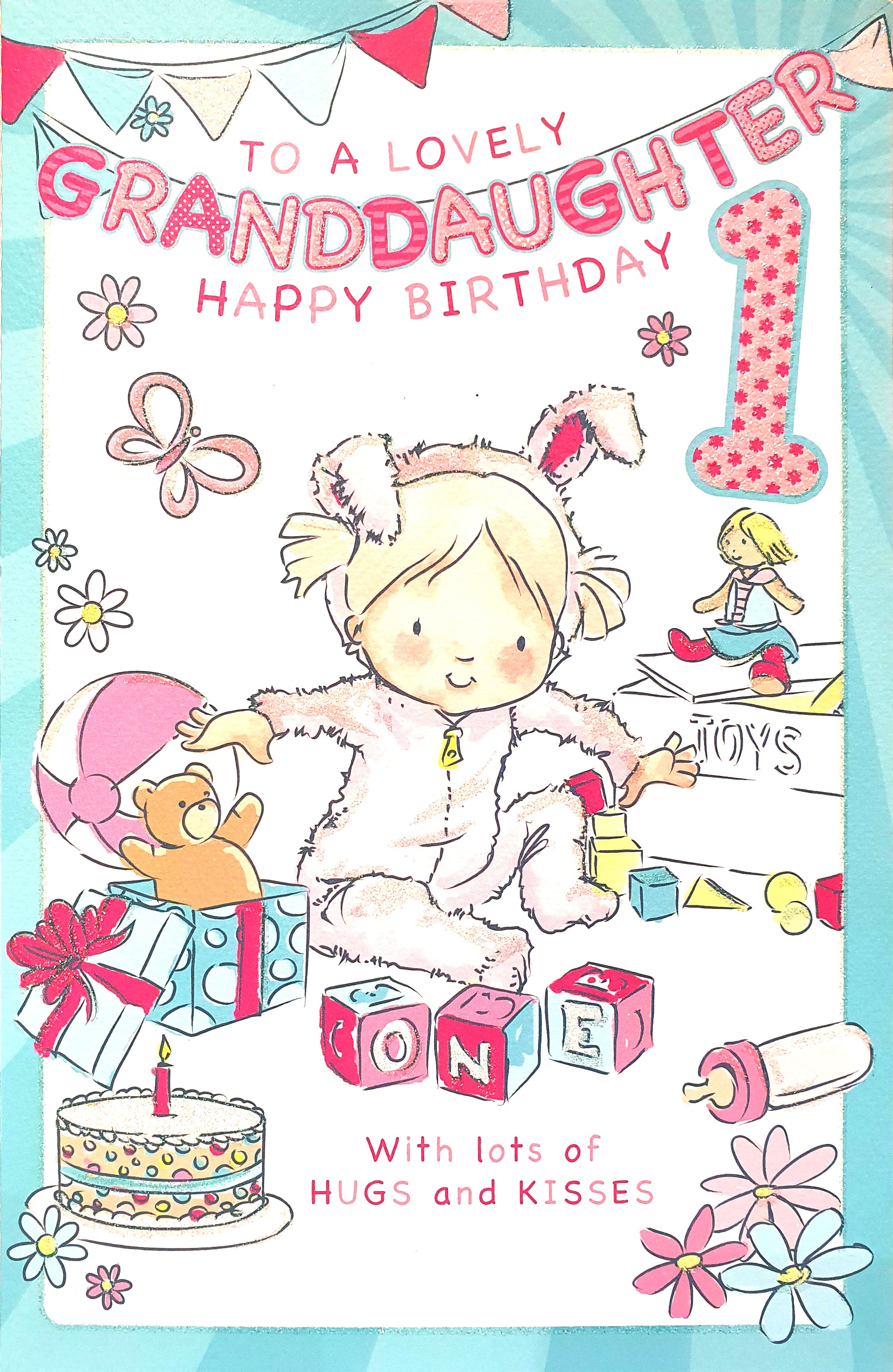 Granddaughter 1st Birthday Card - Large Quality Card Colour Me In Activity Lovely