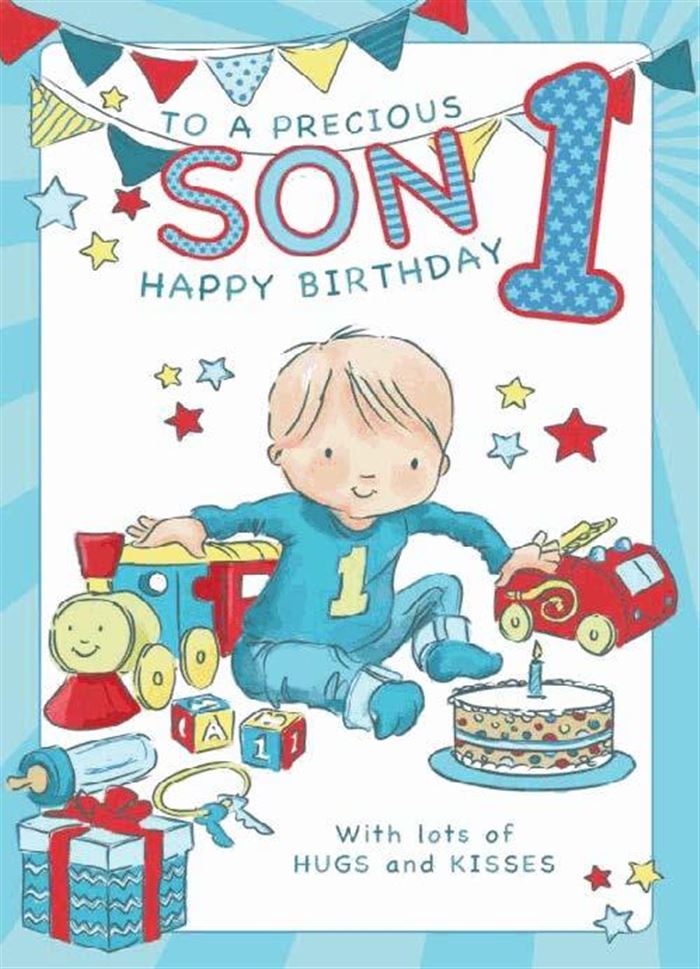 Son 1st Birthday Card - Large Quality Card Colour Me In Activity Lovely