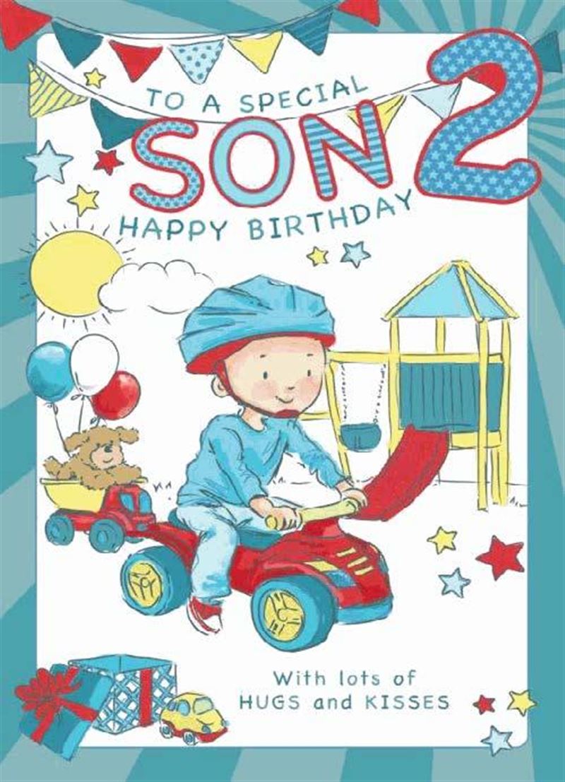 Son 2nd Birthday Card - Large Quality Card Colour Me In Activity Lovely