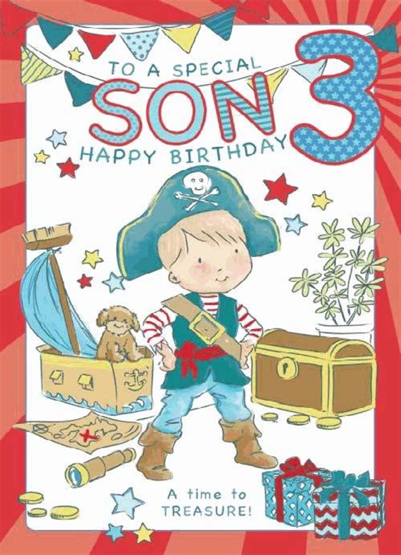 Son 3rd Birthday Card - Large Quality Card Colour Me In Activity Lovely