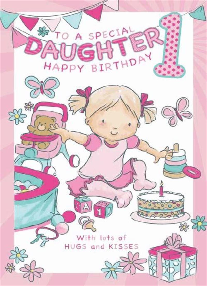 Daughter 1st Birthday Card - Large Quality Card Colour Me In Activity Lovely