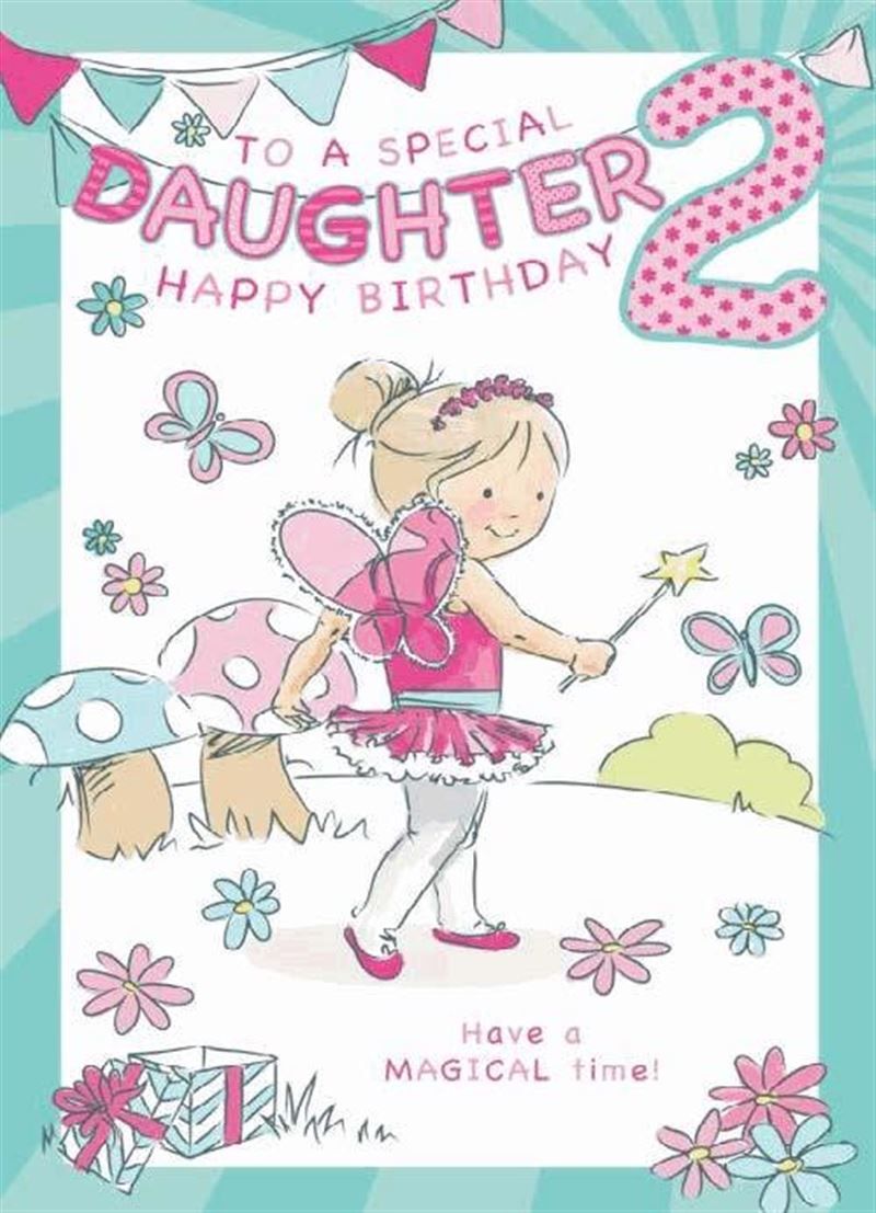 Daughter 2nd Birthday Card - Large Quality Card Colour Me In Activity Lovely