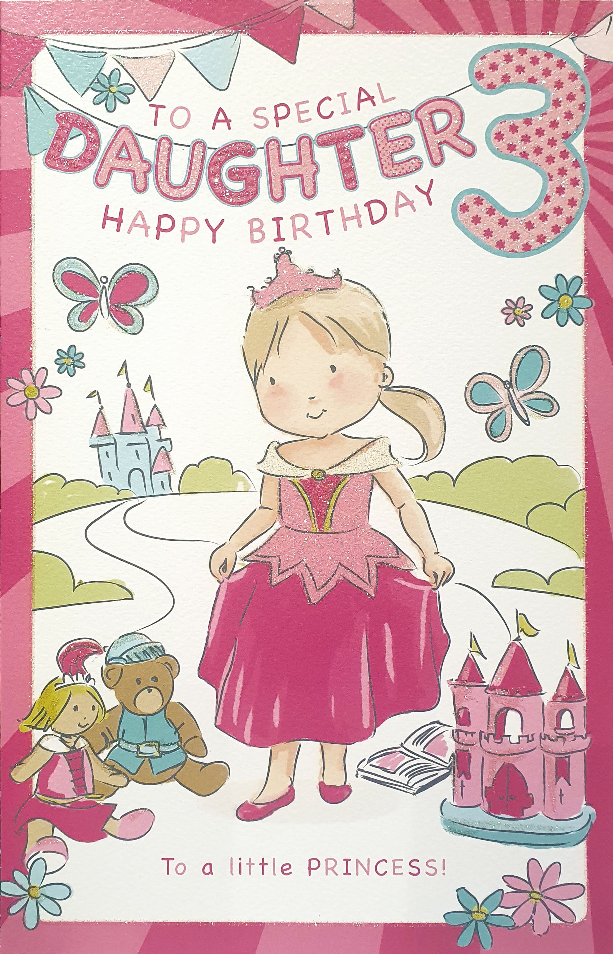 Daughter 3rd Birthday Card - Large Quality Card Colour Me In Activity Lovely