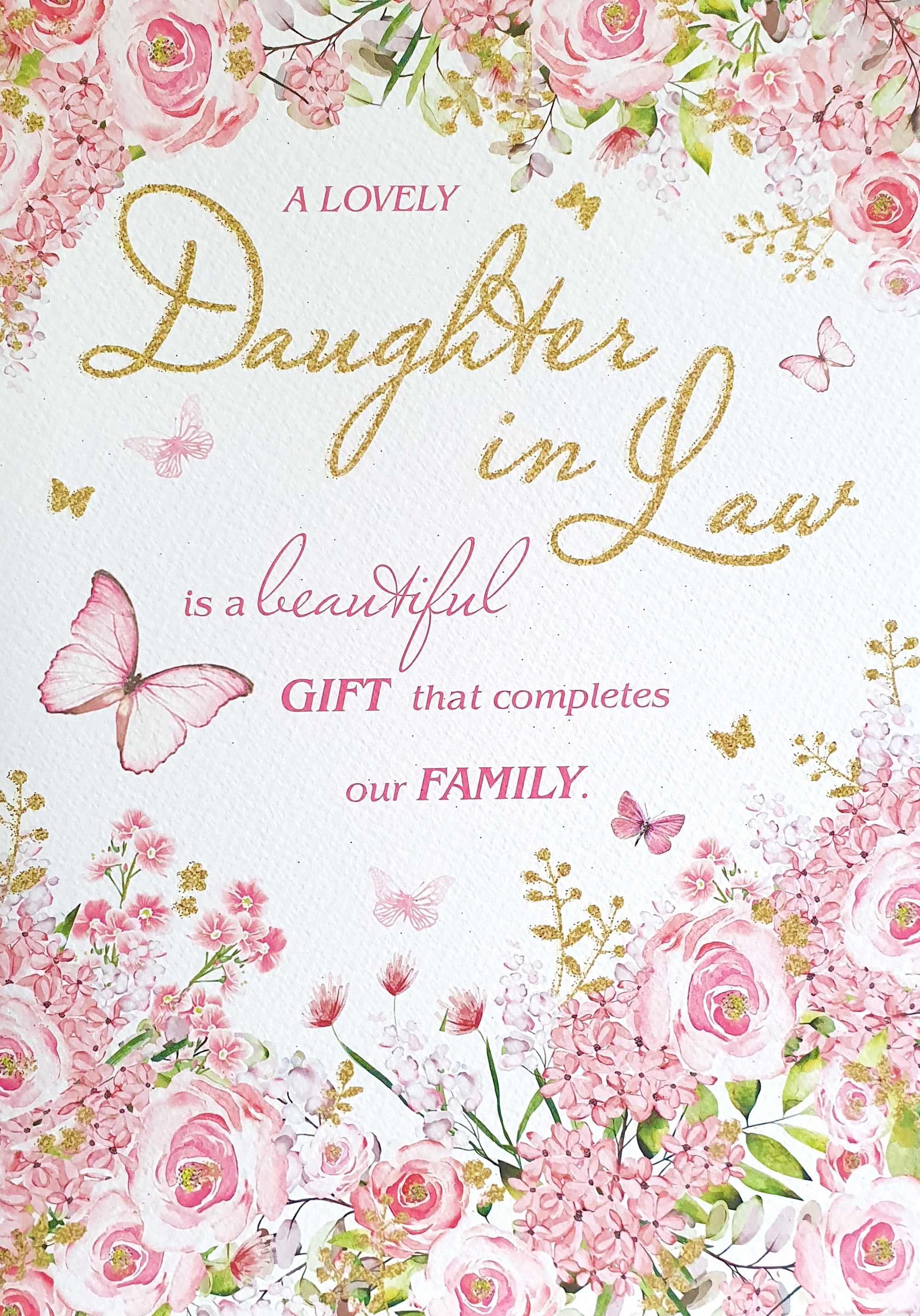 Daughter-in-Law Birthday Card - Flowers and Butterfly