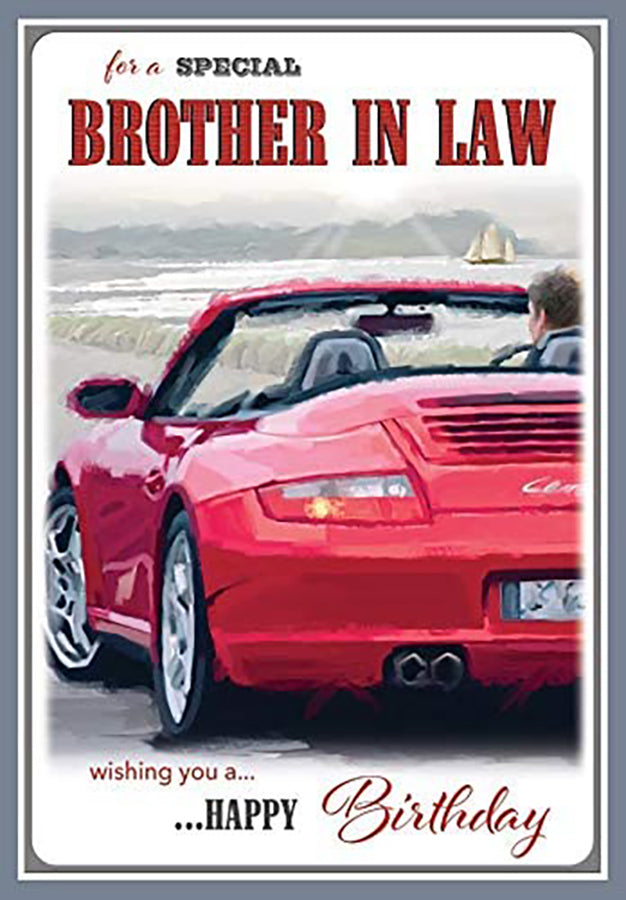 Brother In Law Birthday Card - Sporty Red Porsche