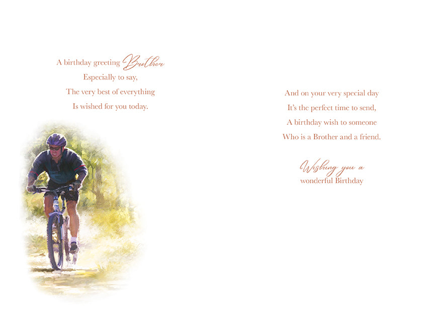 Brother Birthday Card - Mountain Biking in Action