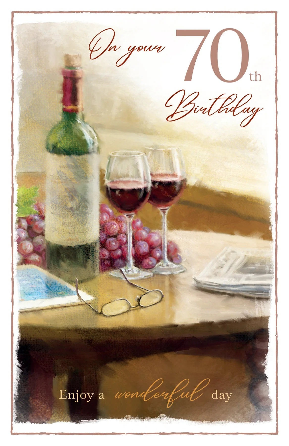 Your 70th Birthday Wine & Glasses Card