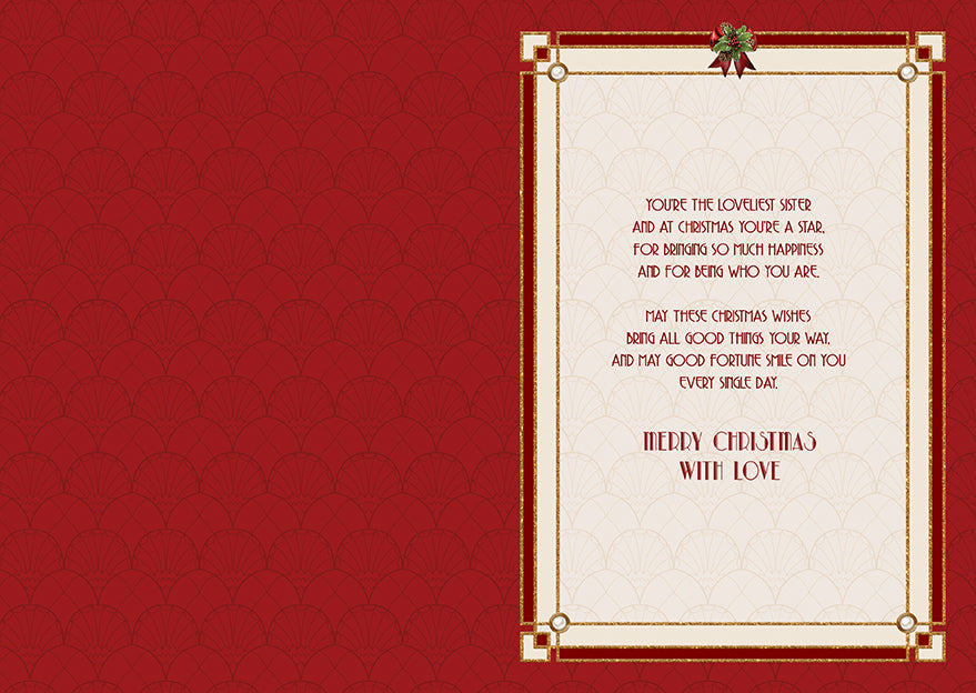 To A Special Sister Merry Christmas Card - Art Deco