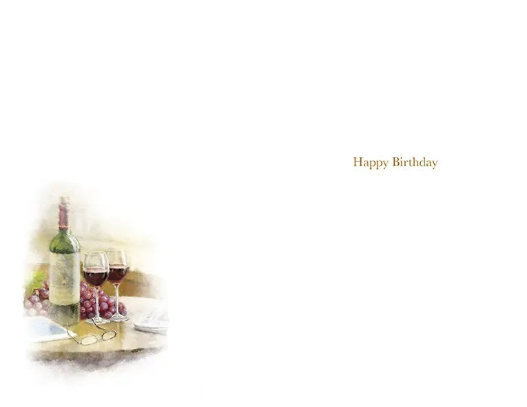 Birthday Card - Red Wine And Grapes