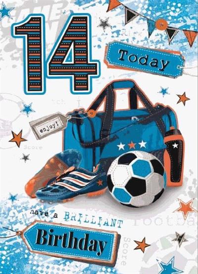 14th Birthday Card - Football Card Superb Vibrant And Engaging