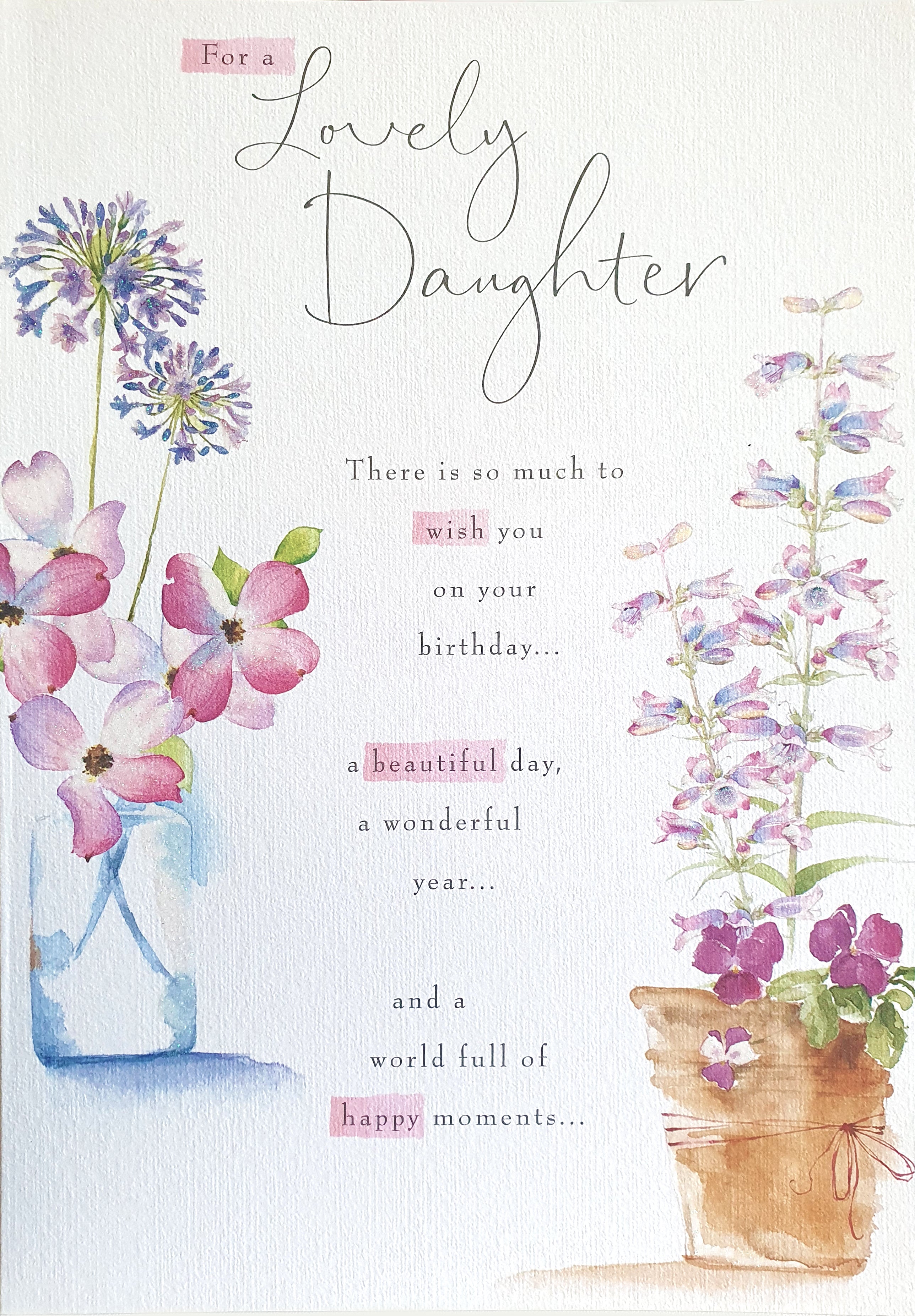 Daughter Birthday Card - Flower Vase