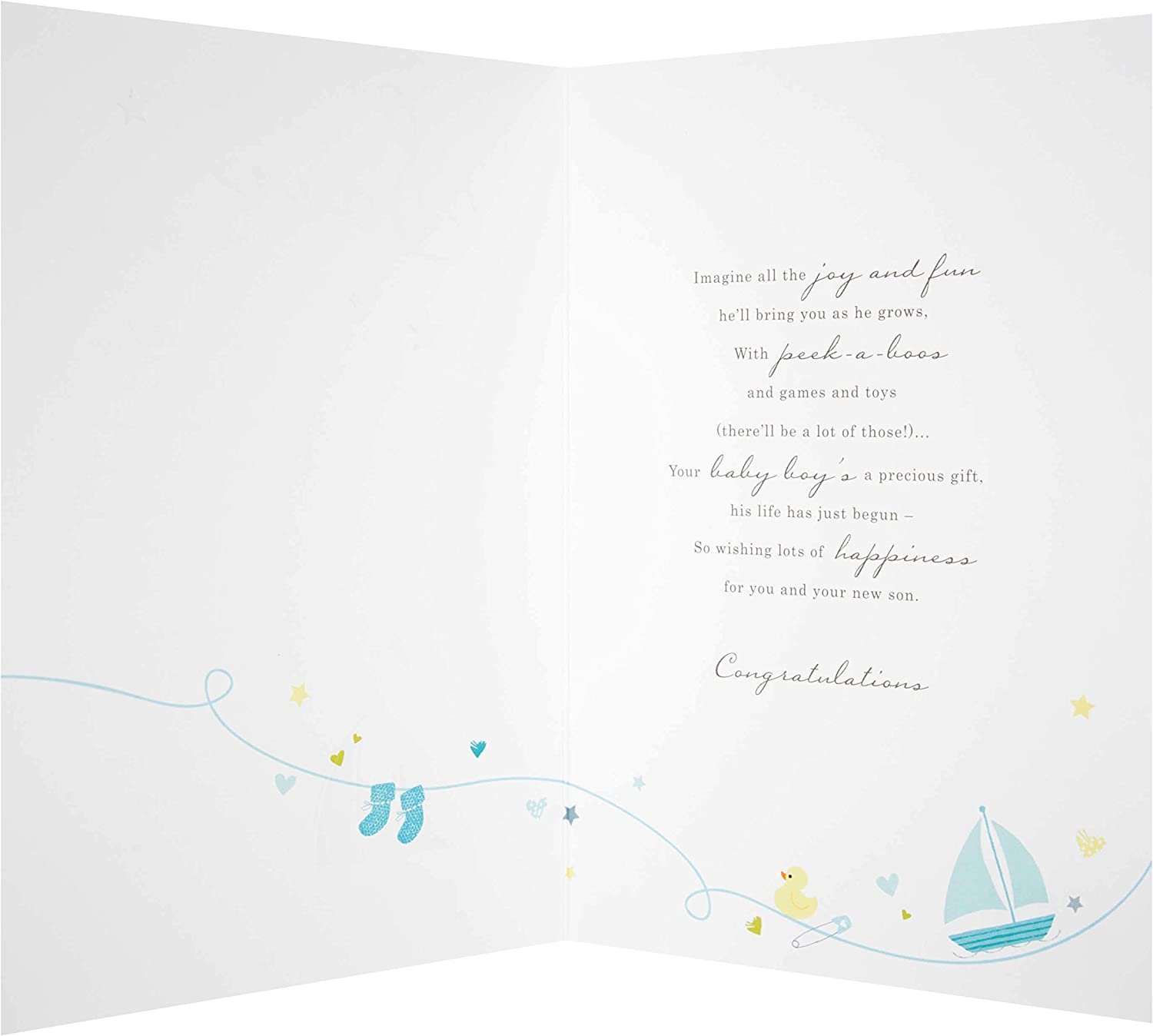 New Baby Boy Card - "Just the Start" of New Happiness