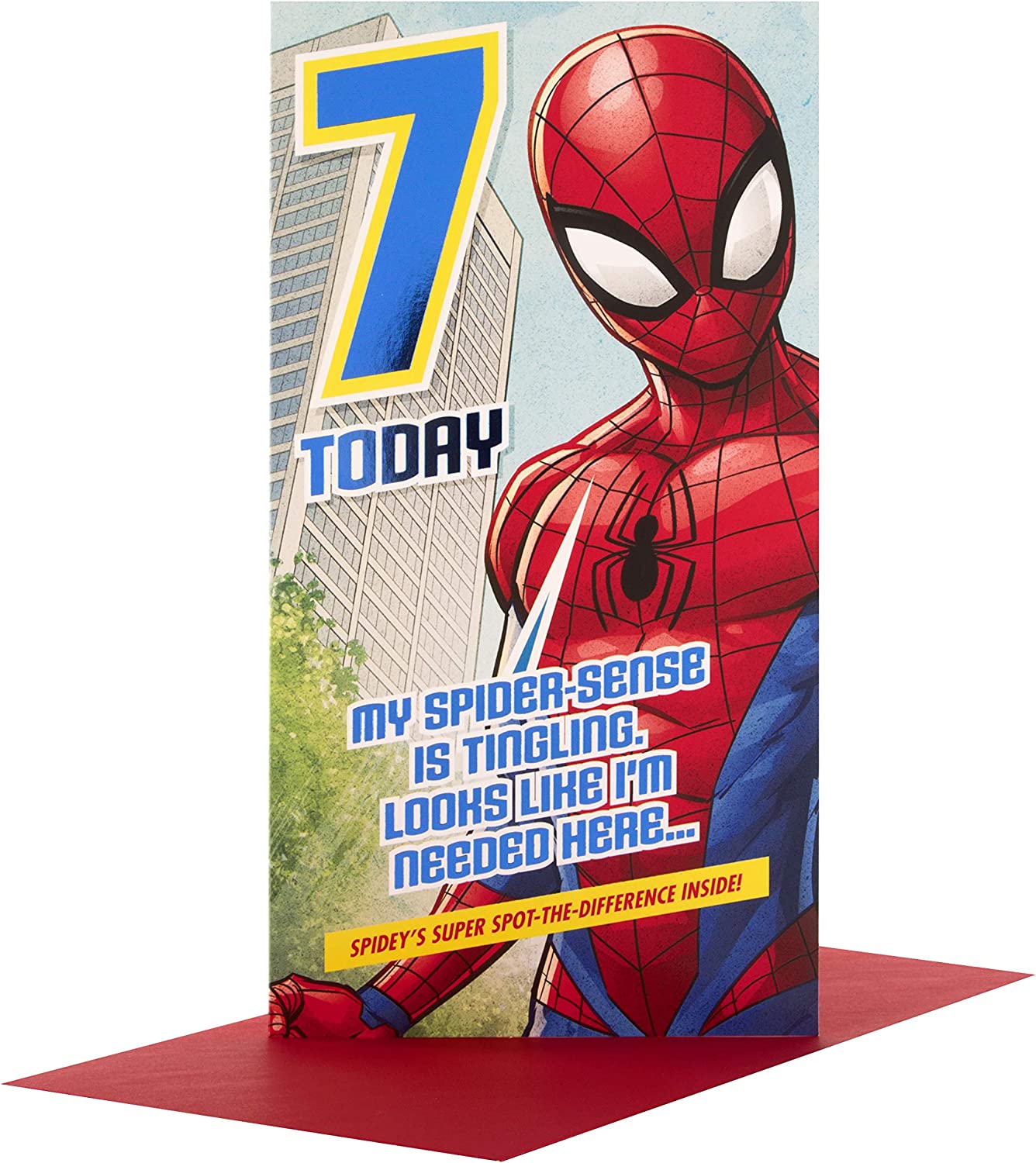 7th Birthday Card - Spiderman 'Spot The Difference' - Activity Inside