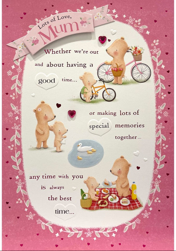 Lots of Love, Mum Cute Luxury Large Embossed Sequence Mothers Day Card