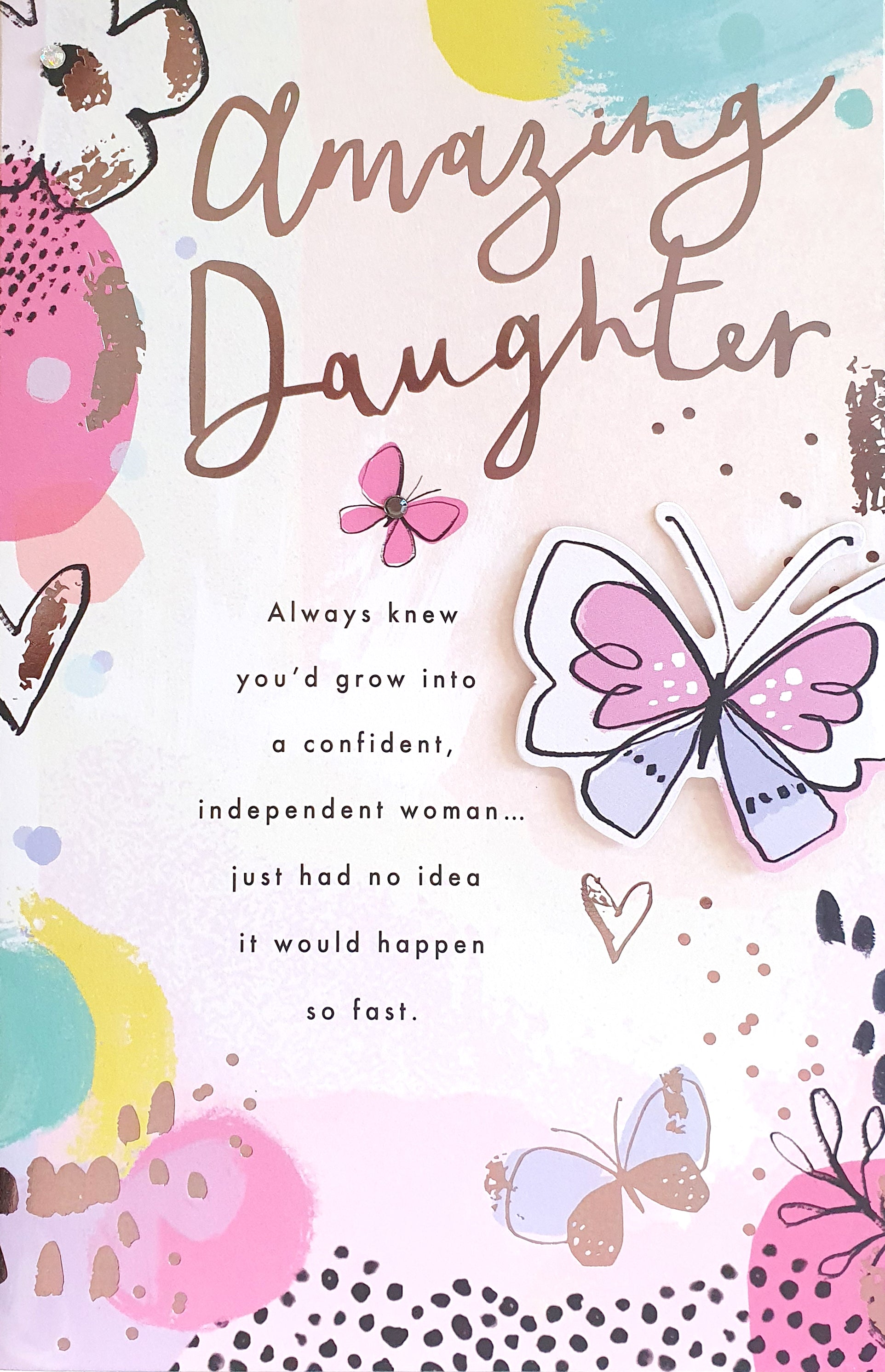 Daughter Birthday Card - Flower with Butterfly