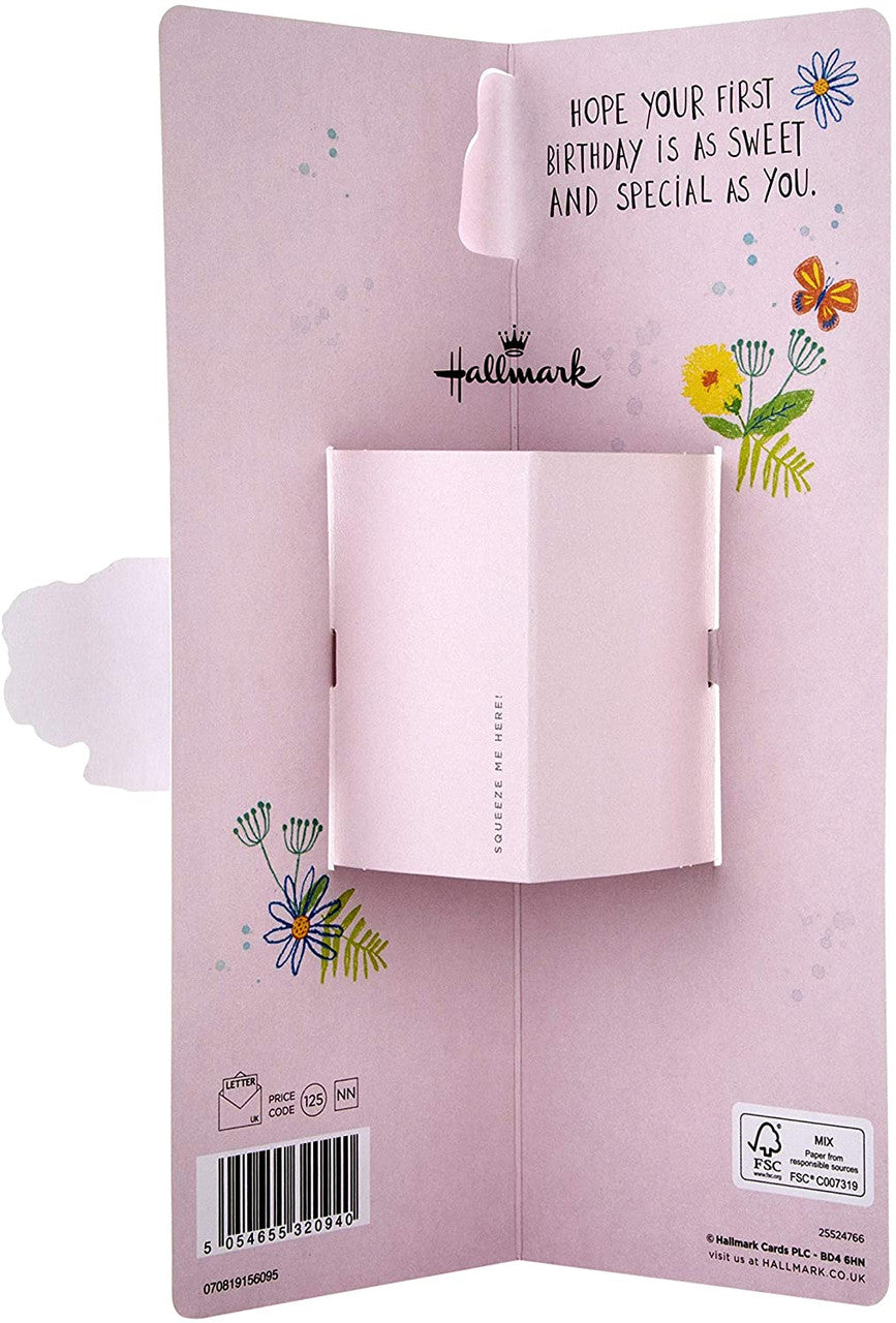 Pop Out Niece 1st Birthday Card - Cute Rabbit